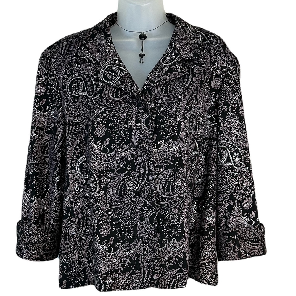 Dressbarn Sparkly Formal Jacket Top XL Button Up Purple Event Party‎ Whimsygoth